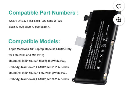 APPLE MacBook Pro 15 MLH32CH/A - A1331 Genuine OEM Original Laptop Notebook Battery (1 Yr Warranty)